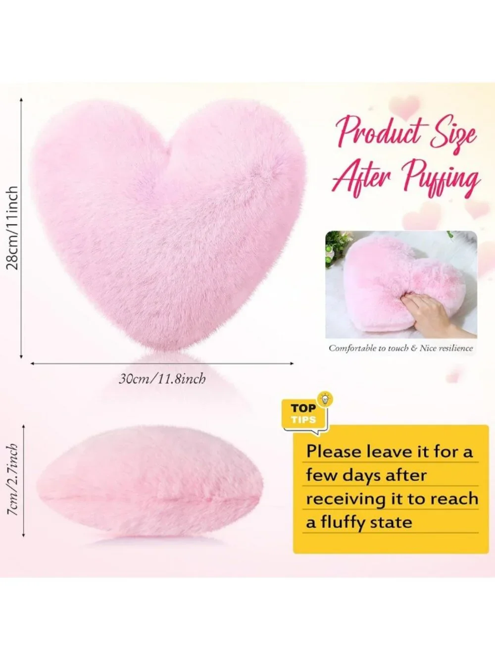 Cute Pink Heart Pillows Set of 12 | Soft Faux Fur Throw Cushions for Home Decor